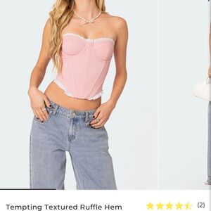 Pink Ruffle Hem Corset Top